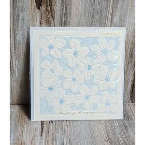 Papyrus RARE Turnowsky Beaded Flowers Foiled Silver Trim Happy Engagement Card